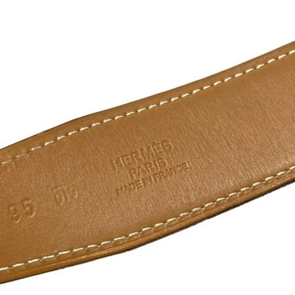 HERMES Double H - Black Brown Box Calf Veau Epsom Square L Belt - Picture 4 of 7